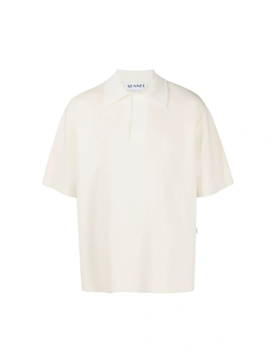 Shop Sunnei Short Sleeve Polo Shirt In Nude & Neutrals
