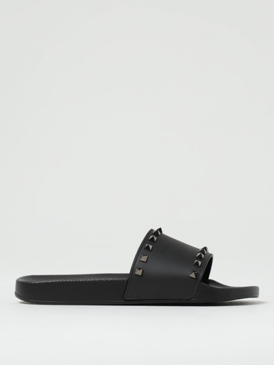 Shop Valentino Rockstud Slides In Rubber With Studs In Black