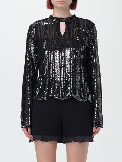 Shop Twinset Blouse In Sequined Fabric In Black