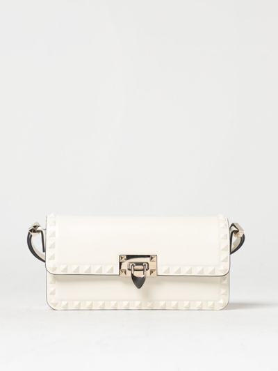 Shop Valentino Rockstud Bag In Leather In Yellow Cream