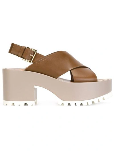 Shop Marni Crossover Strap Sandals - Brown