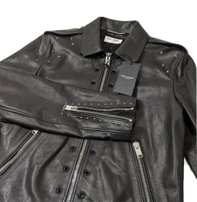 Pre-owned Saint Laurent X Hedi Slimane 2014 Runway Mens Leather Biker Jacket Uk 38