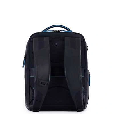 Pre-owned Piquadro Fashion Backpack  Blue Square Revamp Blue Leather - Ca6289b2v-blu