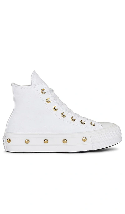 Shop Converse Chuck Taylor All Star Lift Platform Star Studded Sneaker In White & Gold