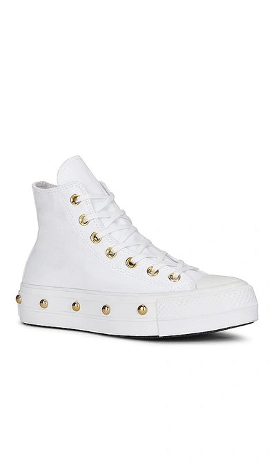 Shop Converse Chuck Taylor All Star Lift Platform Star Studded Sneaker In White & Gold