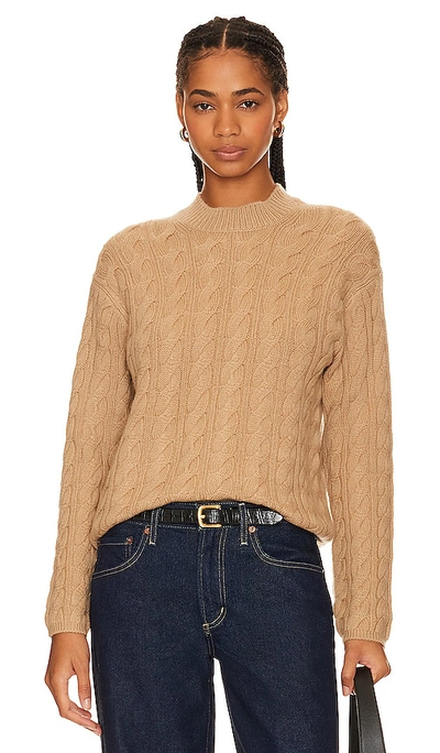 Shop Vince Twisted Cable Cropped Crew In Cashew