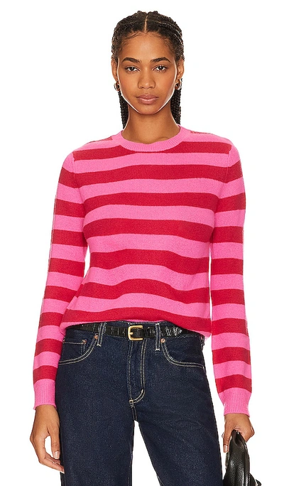 Shop Jumper 1234 Stripe Crew Sweater In Hot Pink & Cherry