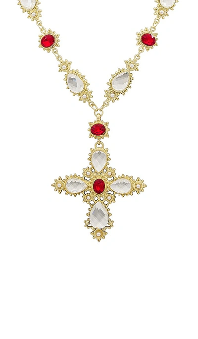 Shop Amber Sceats Crystal Cross Necklace In Gold