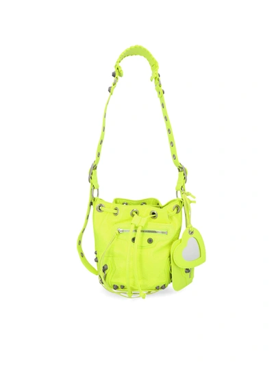 Shop Balenciaga Le Cagole Bucket Bag In Leather In Yellow