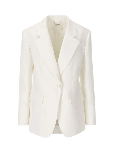 Shop Chloé Chloe  Tailored Jacket In Double Linen In White
