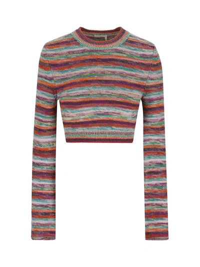 Shop Chloé Chloe Stripes Cashmere Crewneck Sweater In Multicolor
