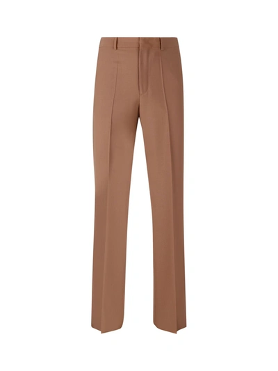 Shop Valentino Wool Trousers In Beige