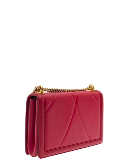 Shop Dolce & Gabbana 'devotion' Big Red Shiulder Bag With Heart Jewel Detail In Matelassé Leather Woman