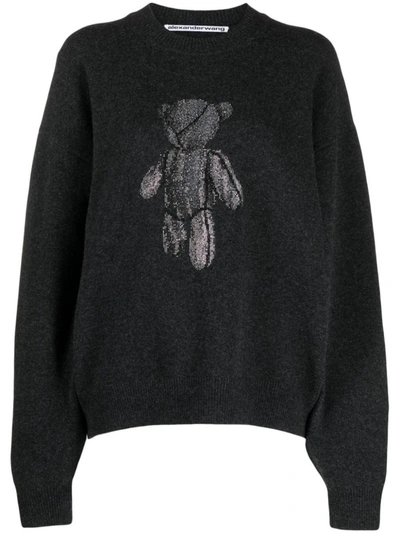 Shop Alexander Wang Beiress Wool Crew Neck Sweater In Grey