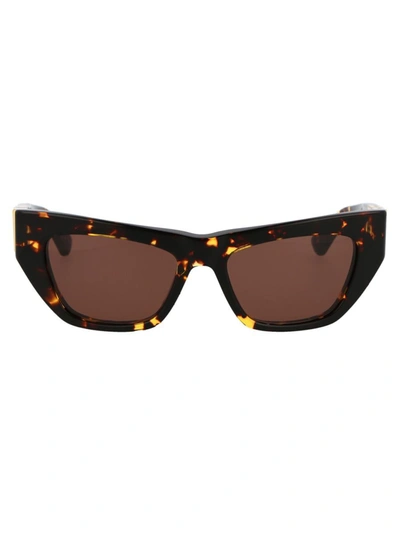 Bottega Veneta New Triangle Cat Eye Sunglasses In 002 Havana Havana Brown