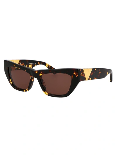 Bottega Veneta New Triangle Cat Eye Sunglasses In 002 Havana Havana Brown