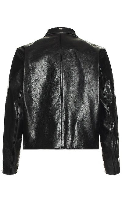 Our Legacy Dyed Leather Moto Jacket In Black