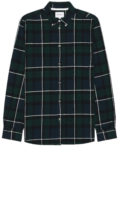 Shop Norse Projects Anton Organic Flannel Check Shirt In Dark Green