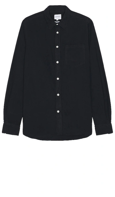 Shop Norse Projects Osvald Cotton Tencel Shirt In Navy