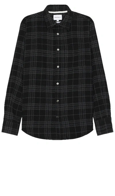 Shop Norse Projects Algot Relaxed Wool Check Shirt In Charcoal
