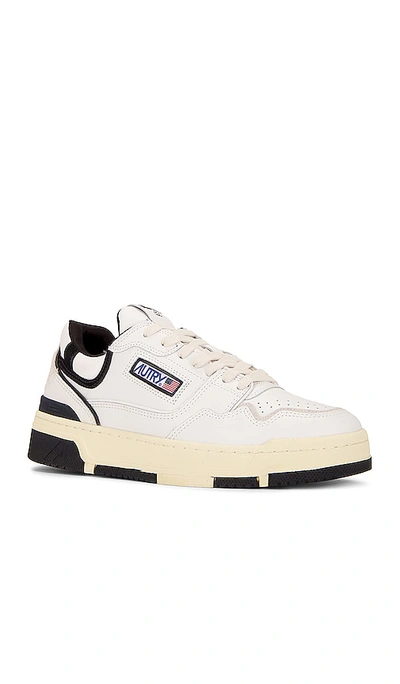 Autry White Low Top Sneakers With Black Details And Logo Patch In Leather And Suede Man In White