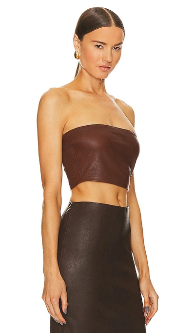 Shop Sprwmn Leather Micro Tube Top In Chocolate
