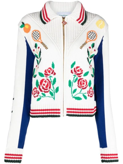 Shop Casablanca Laurel Jacket With Inlays In White