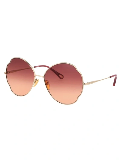 Shop Chloé Chloe Sunglasses In 004 Gold Gold Red