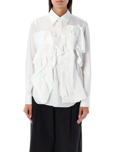 Shop Comme Des Garçons Shirt Dress Ruched In White