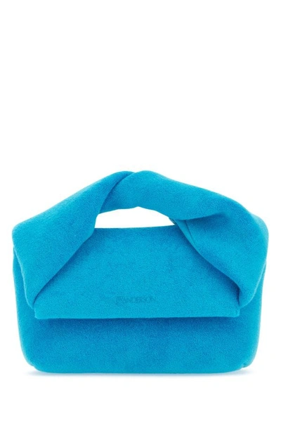 Shop Jw Anderson Woman Turquoise Fabric Midi Twister Handbag In Blue