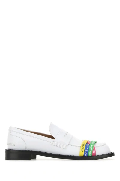 Shop Jw Anderson Woman White Leather Elastic Loafers