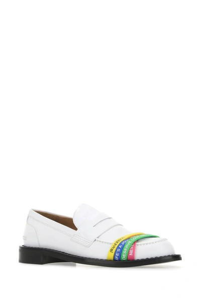 Shop Jw Anderson Woman White Leather Elastic Loafers
