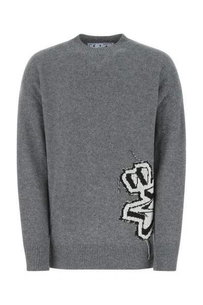Shop Off-white Off White Man Grey Wool Oversize Sweater In Gray