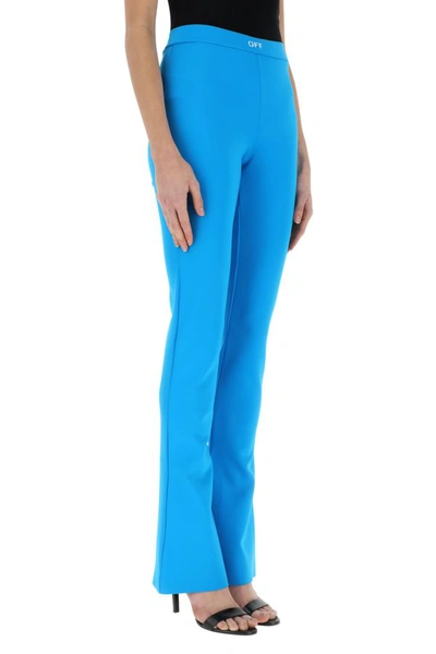 Shop Off-white Off White Woman Fluo Light-blue Stretch Nylon Joggers