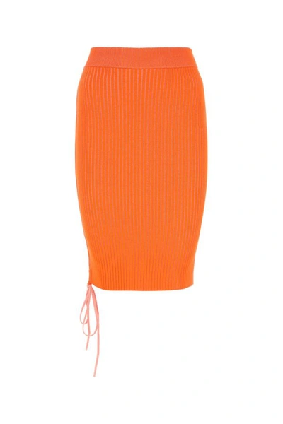 Shop Off-white Off White Woman Orange Viscose Blend Skirt