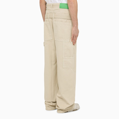 Shop Off-white ™ Beige Baggy Trousers Men In Cream