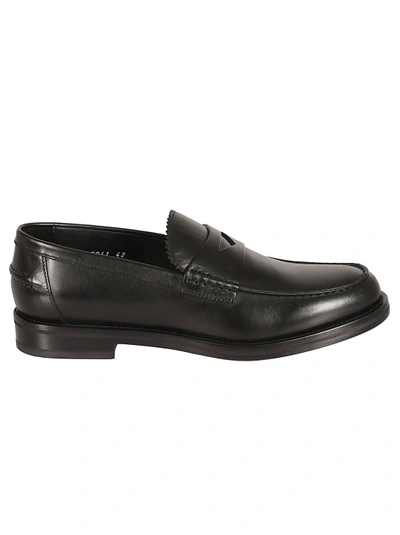 Shop Doucal's Black Slip-on Leather Penny Loafers