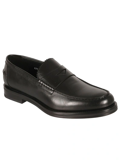 Shop Doucal's Black Slip-on Leather Penny Loafers