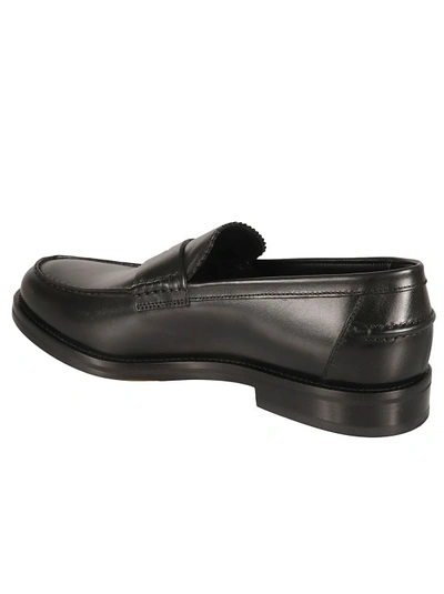 Shop Doucal's Black Slip-on Leather Penny Loafers