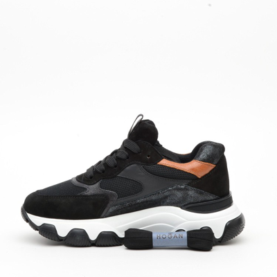 Shop Hogan Hyperactive Sneakers In Black Suede And Fabric