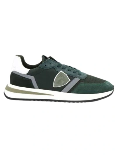 Shop Philippe Model Green Lace-up Sneakers