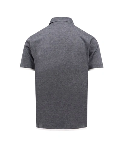 Shop Brunello Cucinelli Silk And Cotton Polo Shirt In Grey