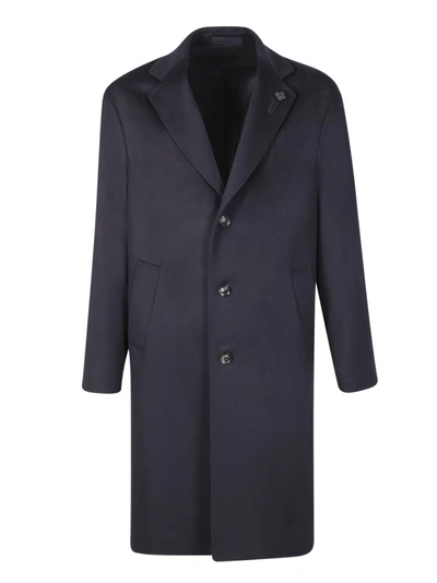 Shop Lardini Blue Single-breasted Coat In Black