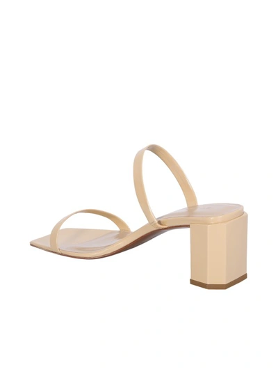 Shop By Far Beige Patent Calf Leather Sandals In Neutrals