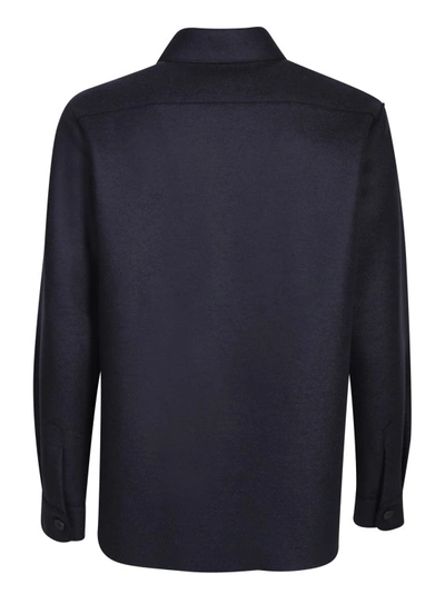 Shop Harris Wharf London Blue Button-down Shirt Jacket In Black