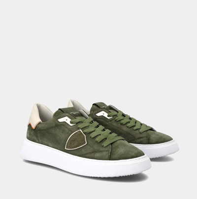 Shop Philippe Model Low Men Military Green Sneakers