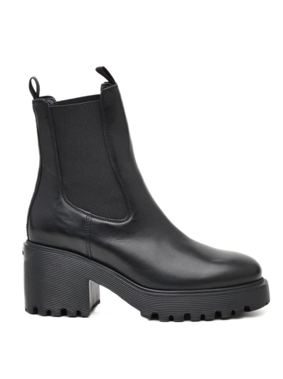 Shop Hogan Black Leather Ankle Boot