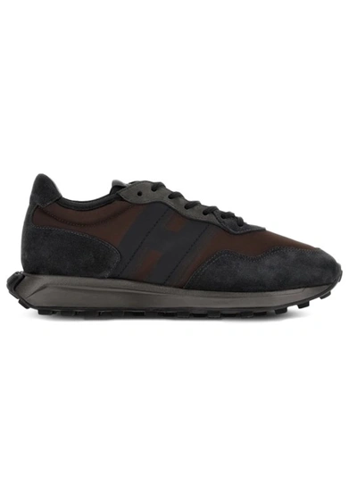 Shop Hogan Brown Lace-up Sneakers In Black
