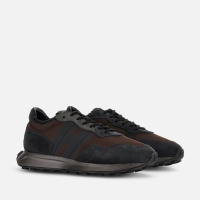 Shop Hogan Brown Lace-up Sneakers In Black