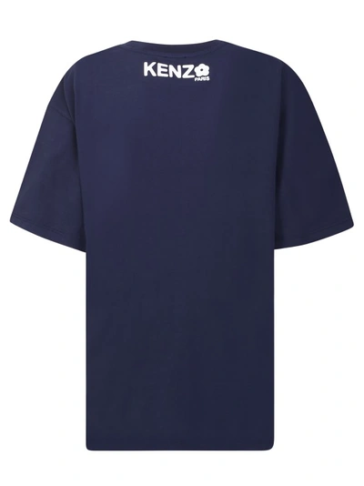Shop Kenzo Boke Flower Motif Blue T-shirts In Black